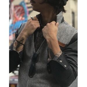 H2H Have to Have Rayon Wool Herringbone Button Front Cardigan Sweater Men’s Sz M